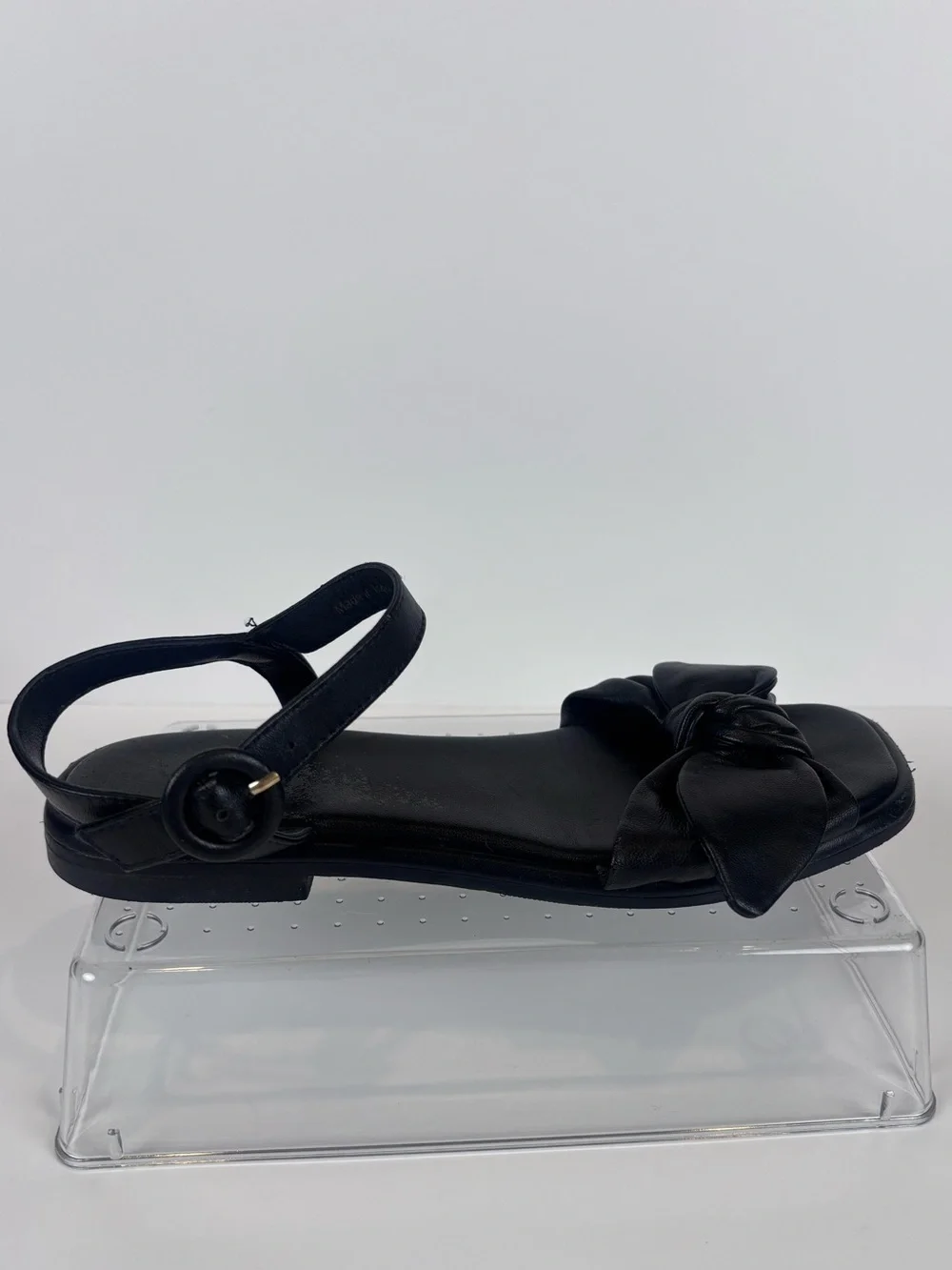 Ted Baker London Halah Black Leather Bow Flat Sandals Sz 6